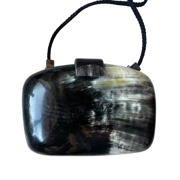 Vintage Horn Clutch Shoulder Bag 5.5x3.5 x2 With 17” Handle Drop Purse Clutch - Picture 2 of 11